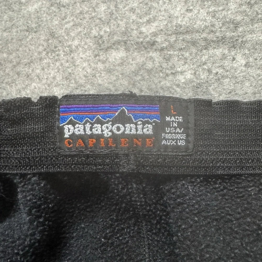 Vtg Patagonia Capiline Baselayer Pants Large Black Fleece USA Hiking Outdoor *